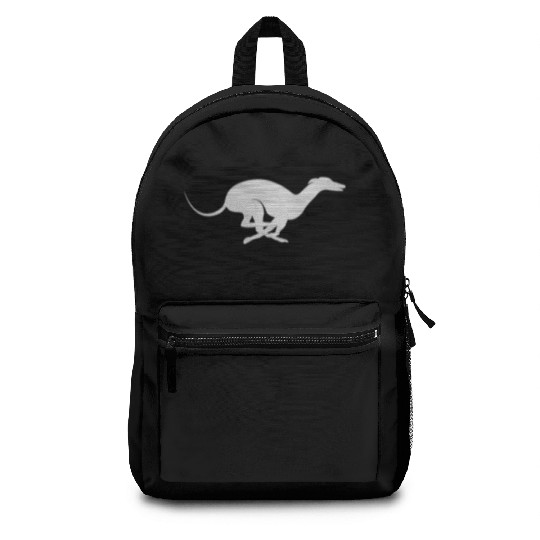 Light Grey Running Greyhound X Racer Track Dog Backpacks