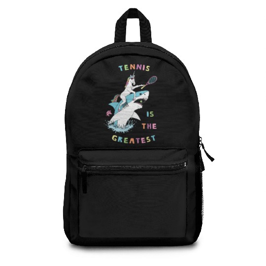 Tennis Is The Greatest Unicorn Riding Shark Backpacks