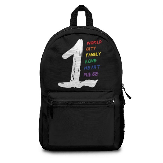 1 World CITY FAMILY LOVE HEART PULSE Backpacks