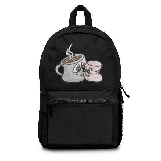 HOT CHOCOLATE AND MARSHMALLOW Love funny comic Backpacks
