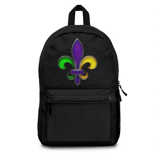 Fleur De Lis Mardi Gras Glossy Lily Backpacks