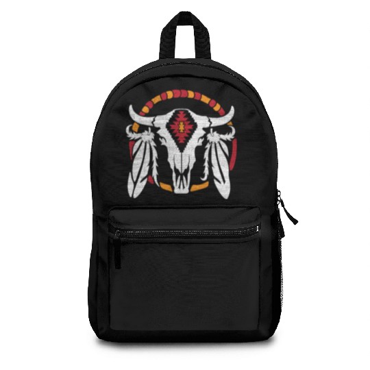 Aztec Pattern Cow Skull Cowboy Indian Mexican Backpacks