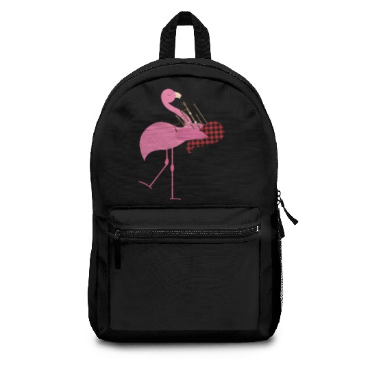 Cute Pink Flamingo Playing Bagpipes Musician Gift Backpacks