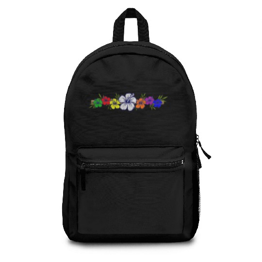Colorful Hibiscus Flowers and Bamboo Shoot Backpacks