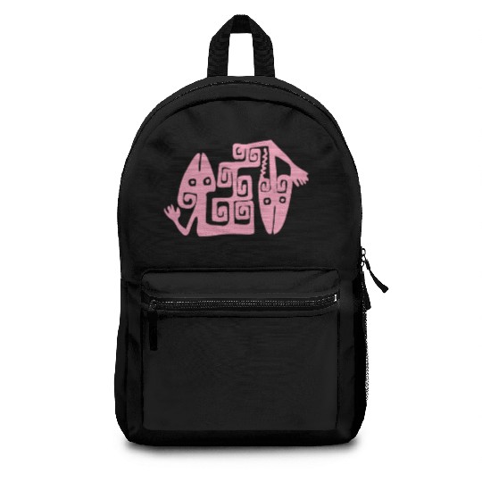 Pink Creatures Tribal Art Tribe Floral Paleo Cave Backpacks