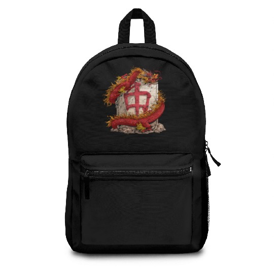 Mahjong Player Mah Jongg Backpacks Red Dragon Tile