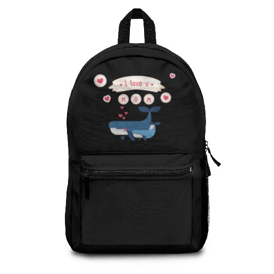 i love you mom whale Backpacks