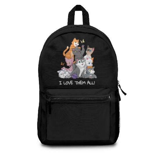 I love them all Cats Gift Maine Coon cat lover Backpacks