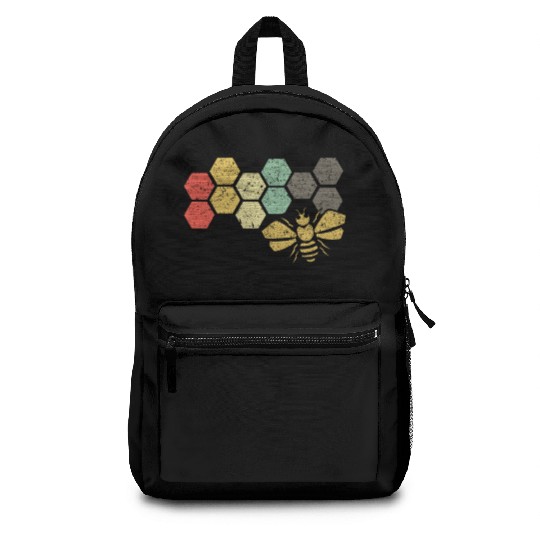Retro Bee Honeycomb Vintage Beekeeper Gift Backpacks