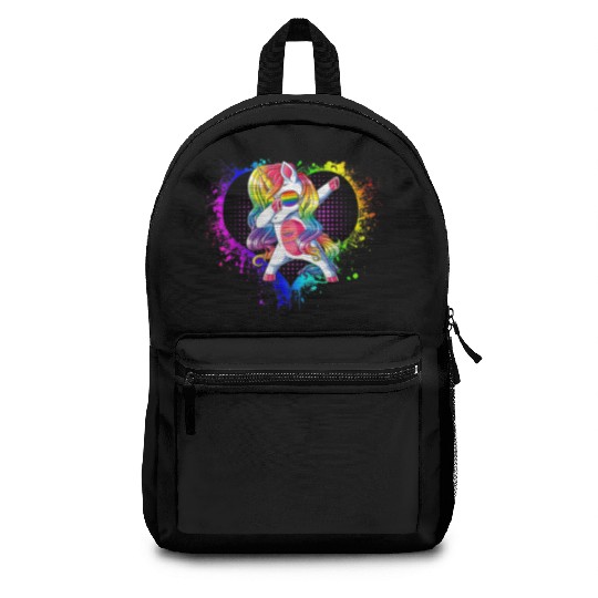 Pride LGBT Gay Be Lesbian Unicorn Dabbing Funny Backpacks