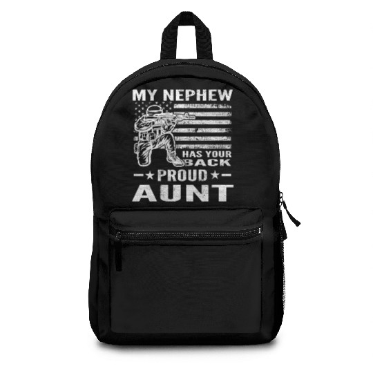 My Nephew Has Your Back Proud Aunt Distressed Backpacks