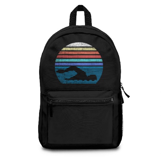 Funny Vintage Retro Swim Swimmer Swimming 80s Gift Backpacks