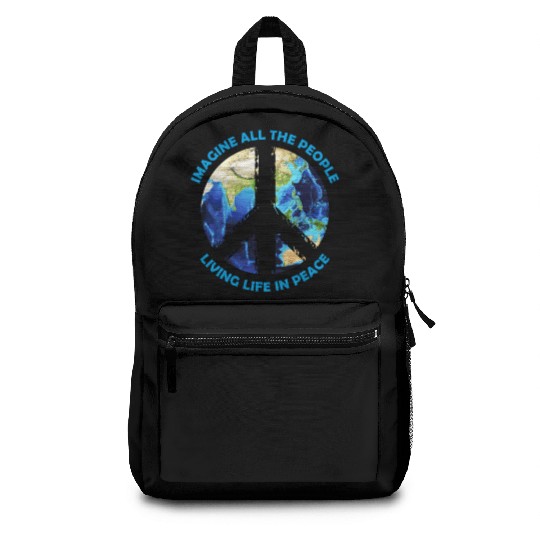 Imagine all the people living life in peace Design Backpacks