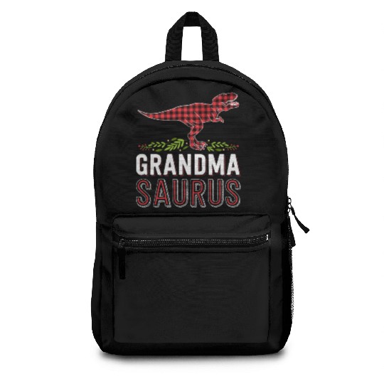 Grandma Saurus T Rex Red Plaid Matching Family Backpacks