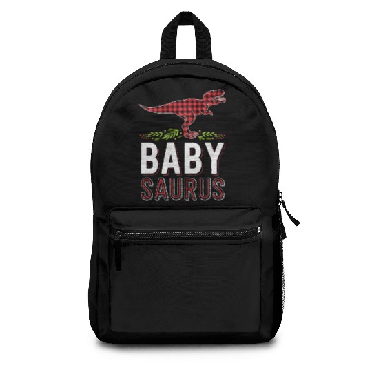 Baby Saurus T Rex Kid Red Plaid Matching Family Backpacks