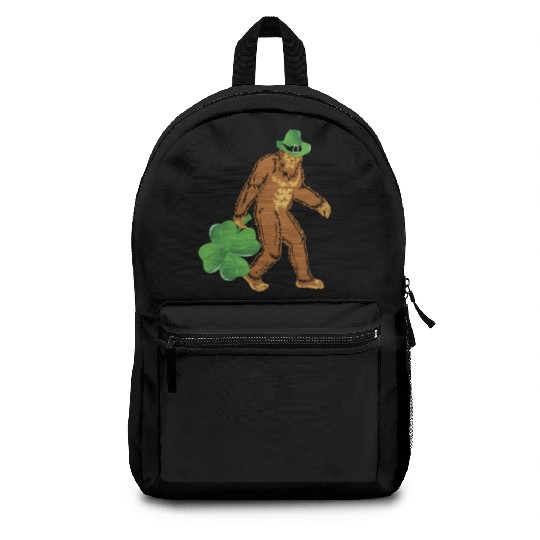 Bigfoot Irish Shamrock Saint Patricks Paddys Day Backpacks