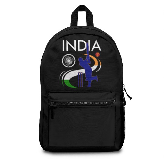 India Cricket With Indian Flag Brush Stroke Backpacks