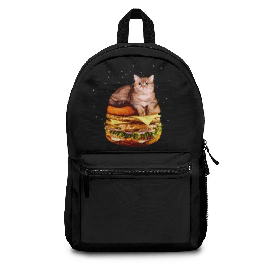 Hamburger Space Cat Funny Kitty Gift Backpacks
