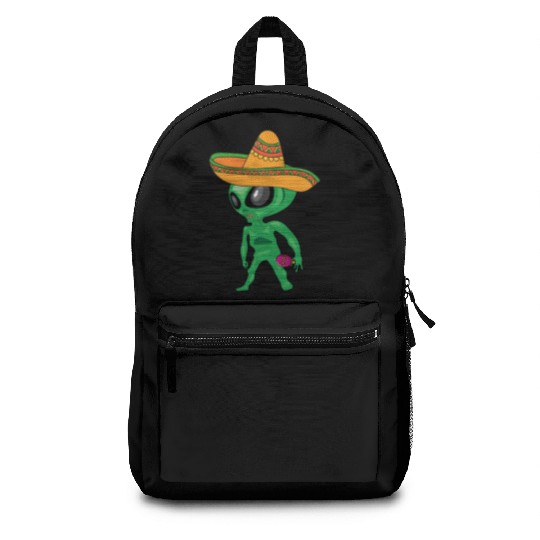 VIVA MEXICO QUE PASA CINCO DE MAYO GREEN ALIEN FUN Backpacks