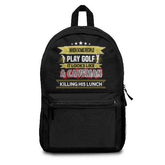 play golf caveman humor golf humor funny golf gift Backpacks