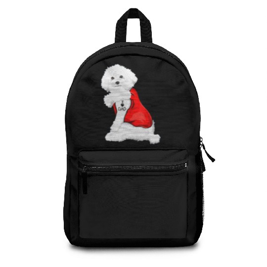 Funny bichon frise Dog I Love Mom Tattoo Lover Backpacks