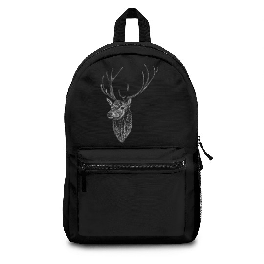 Red deer stag - ink illustration Backpacks