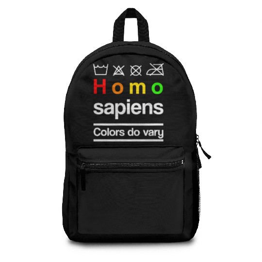 Washing Instruction Homo Sapiens Human Equality Backpacks