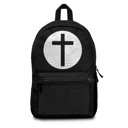 Cross Inside a White Circle Backpacks