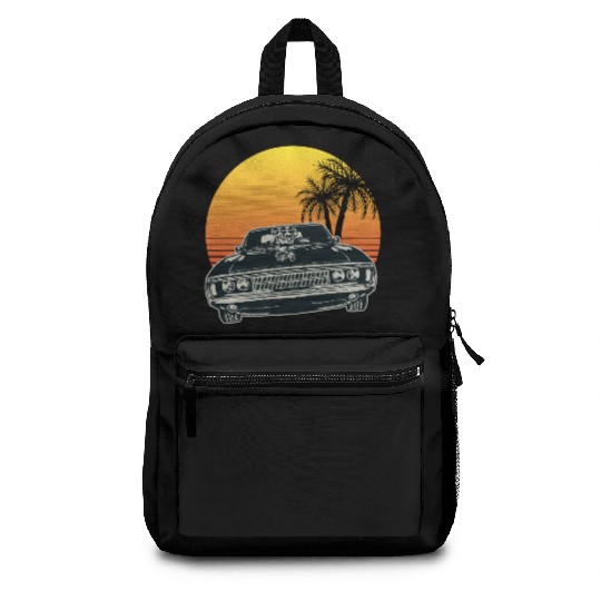 Muscle Car Sunset Backpacks