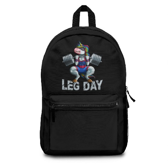 Leg Day Squat Unicorn Weight Lifter Barbell Gym Tr Backpacks