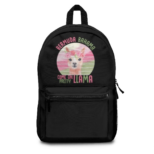 Funny Pretty Llama Pink Green Floral Slogan Backpacks