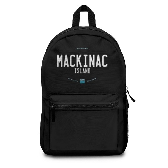 Mackinac Island Michigan Beach Waves Backpacks