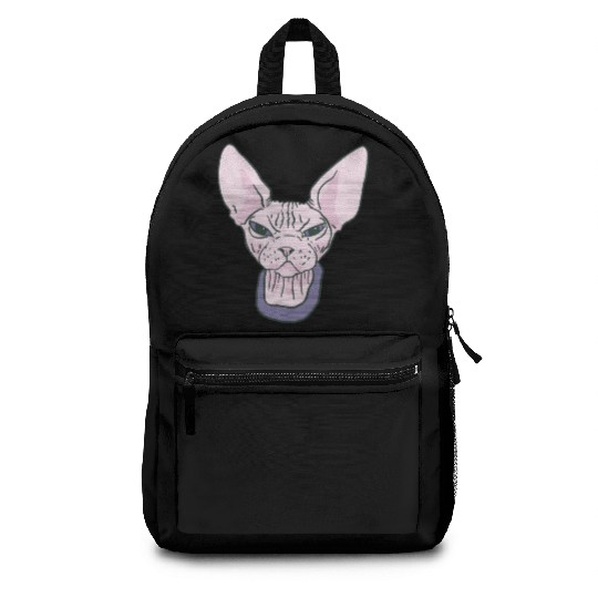 grumpy catpinkGrumpy Sphinx Cat - Purple Backpacks