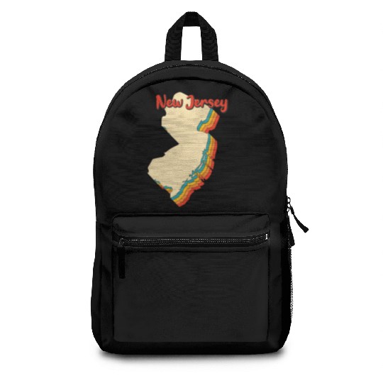 New Jersey Map Outline Vintage Retro Nj Home State Backpacks