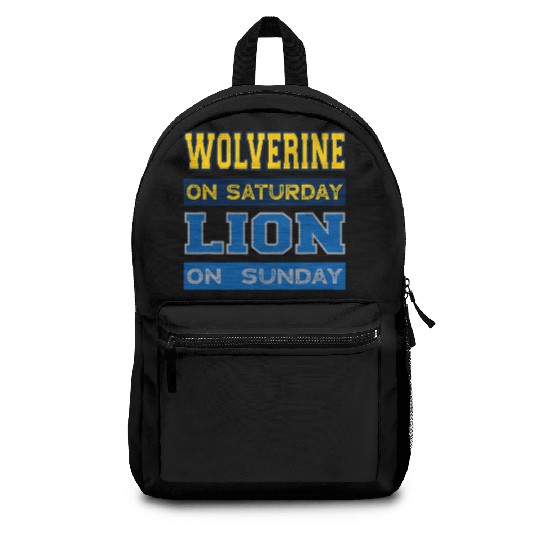 Wolverine on Saturday Lion on Sunday Detroit Backpacks