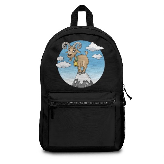 Mountain goat peaks with snow cartoon Backpacks