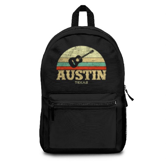 Retro Austin Texas Guitar Vintage Lone Star State Backpacks