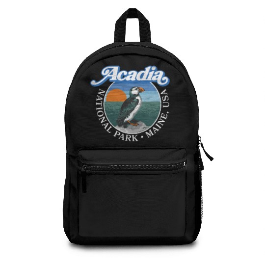 Retro Acadia National Park Vintage Maine Puffin Backpacks