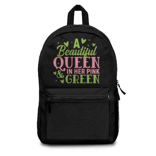 A Beautiful Queen in her Pink and Green | HBCU AKA Backpacks