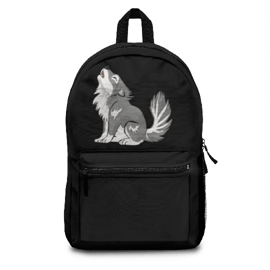 Cute Baby Howling Wolf Cub Gifts Animals Lover Backpacks