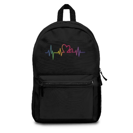 Pride Rainbow heart beat Backpacks
