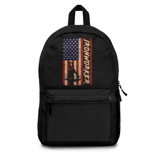 US Flag Ironworker Independence labor Day Backpacks