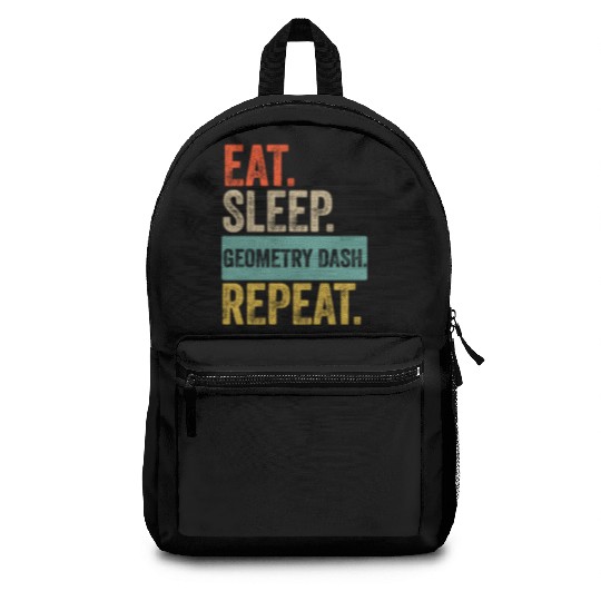 Eat sleep geometry dash repeat retro vintage Backpacks