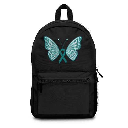 Ovarian Cancer Awareness Teal Ribbon Butterfly Backpacks
