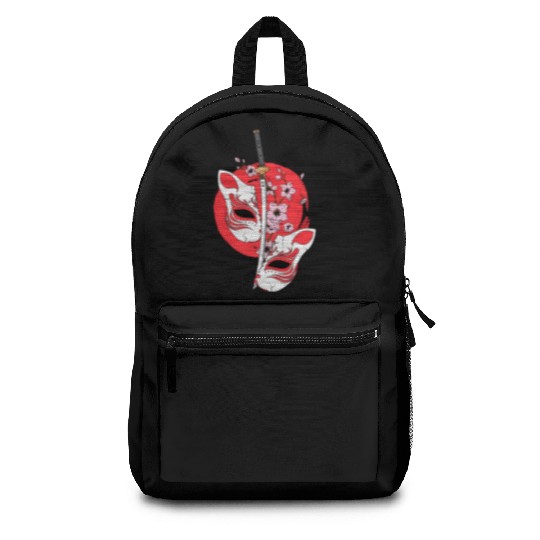 Kitsune mask Japanese sword Katana Japanese Backpacks
