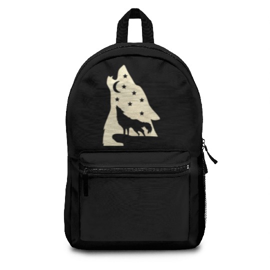 Wolf silhouette howling wolf moonlight Backpacks