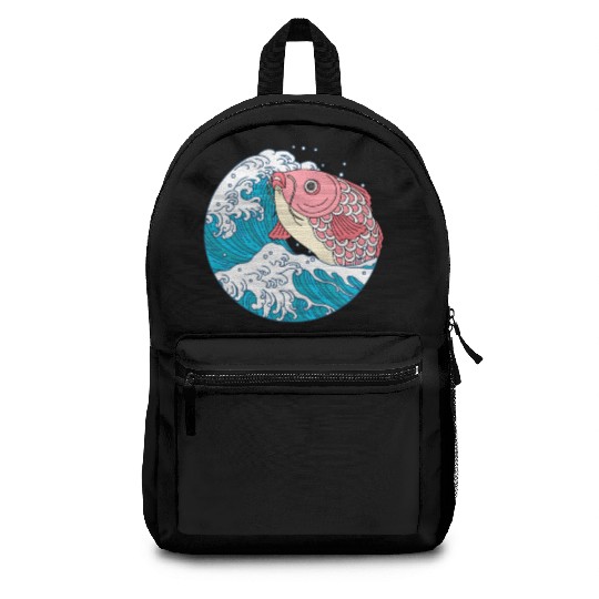 Japanese Koi Fish Great Kanagawa Wave Backpacks