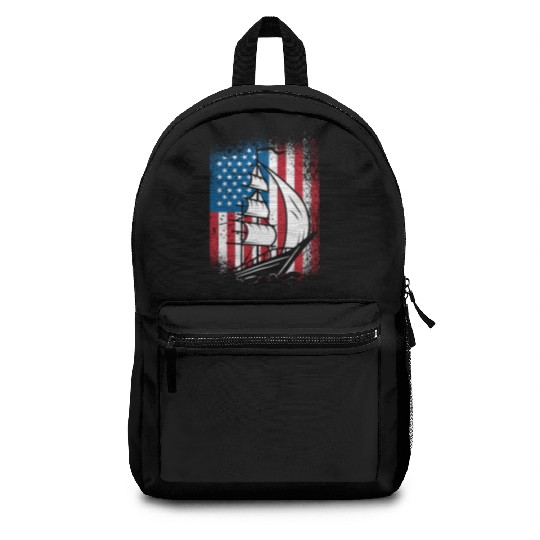 American flag sailing design sailor sailboat Backpacks
