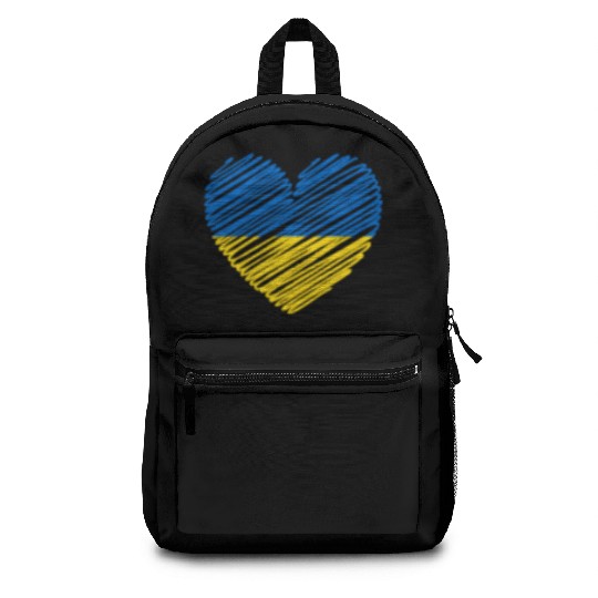 I Stand With Ukraine Ukrainian Heart Flag Backpacks