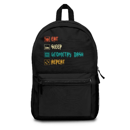 Eat sleep geometry dash repeat retro Jumper Repeat Backpacks